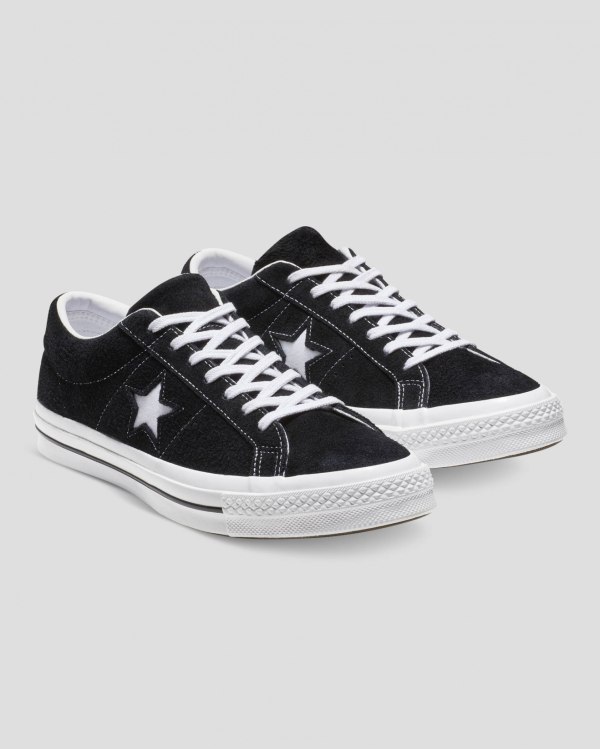 Converse One Star Premium Suede Sort Sko Danmark - Converse Lave Sneakers Dame - 08952CKIF